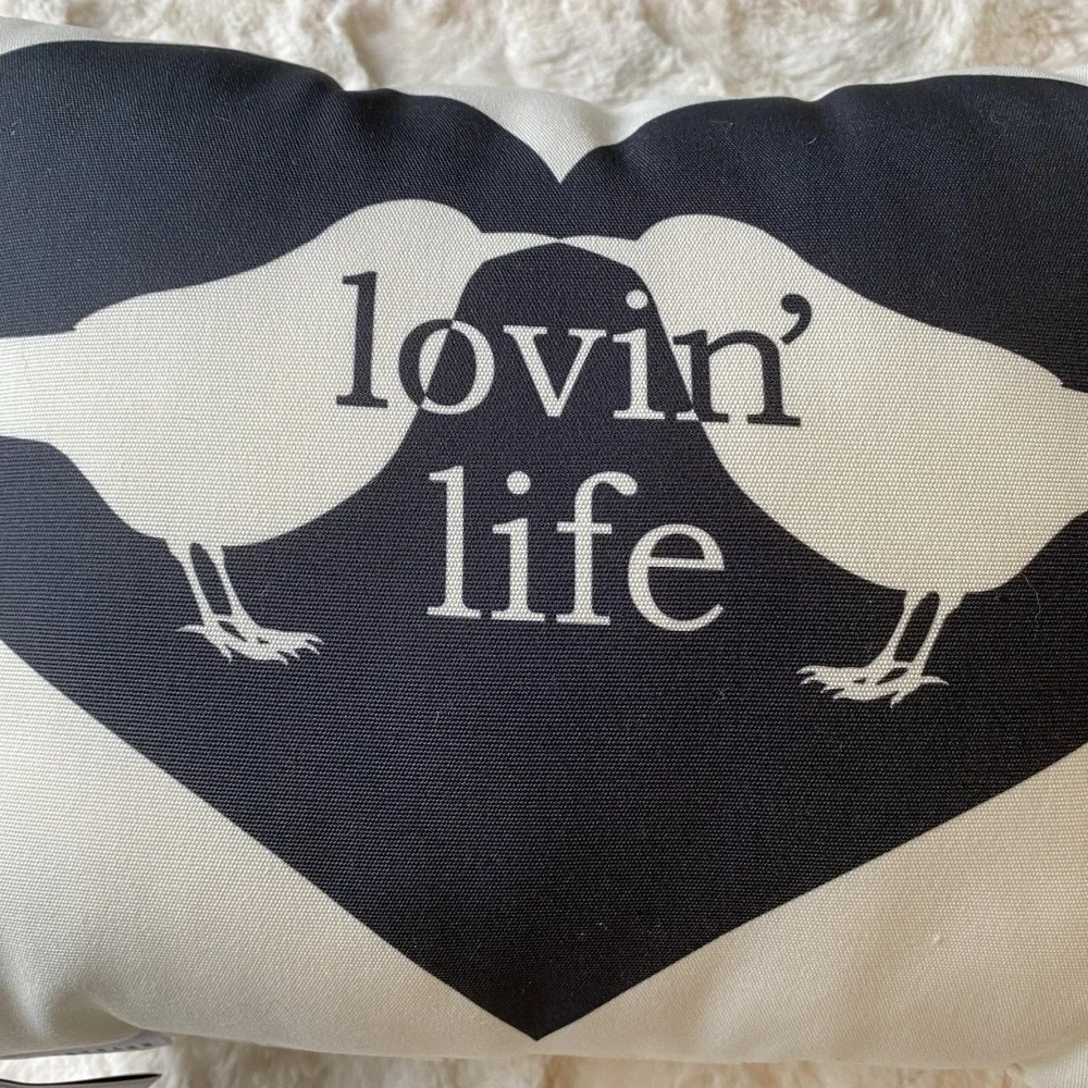 Pottery Barn Outdoor Lovin Life Birds‎ Pillow 12x16 Outdoor Accents Pillow NEW